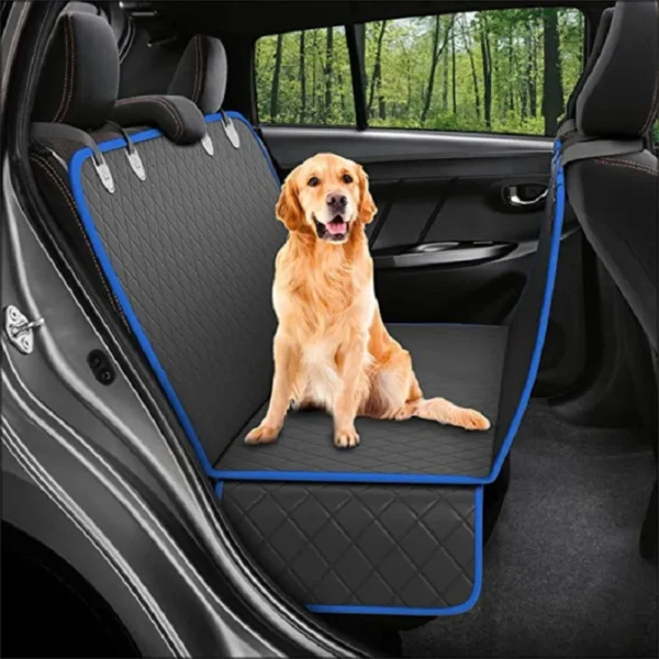 Pet Car Seat Cover with Mesh View, Zipper, and Pocket - Hammock-Style Safety Protector for Rear Back Seat Travel